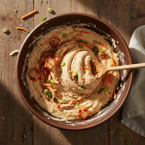 재료와 반죽 섞기