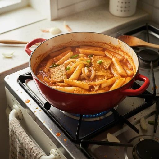 재료 추가 및 졸이기